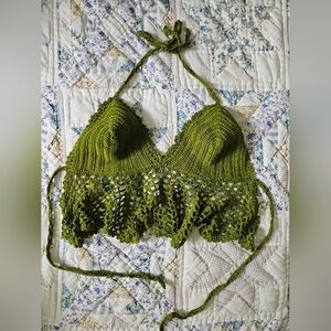 Handmade French Crochet Halter Top
